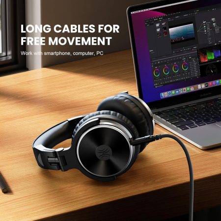 OneOdio Wired Over Ear Headphones Hi-Res Studio Monitor & Mixing DJ Stereo Headsets with 50mm Drivers and 1/4 to 3.5mm Jack for AMP Computer Recording Podcast Keyboard Guitar Laptop - Black - Image 4